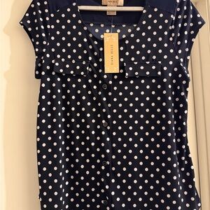 Women’s Diana Belle Navy Polka Dot Blouse